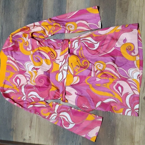 Trina turk × banana republic bright abstract pink orange dress silk blend - Picture 4 of 6